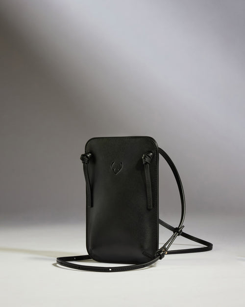 Crossbody Bag in Black Leather - Heritage Collection