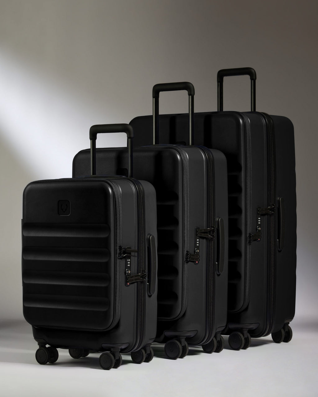 Dual Opening Suitcase Set in Black - Icon Stripe