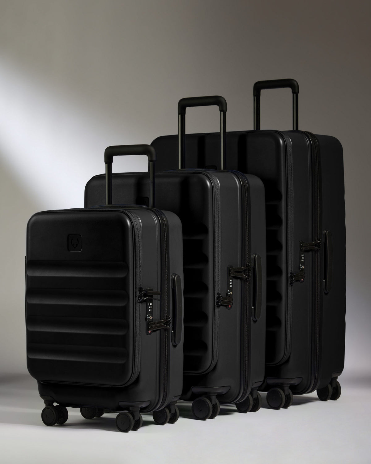 Dual Opening Suitcase Set in Black - Icon Stripe