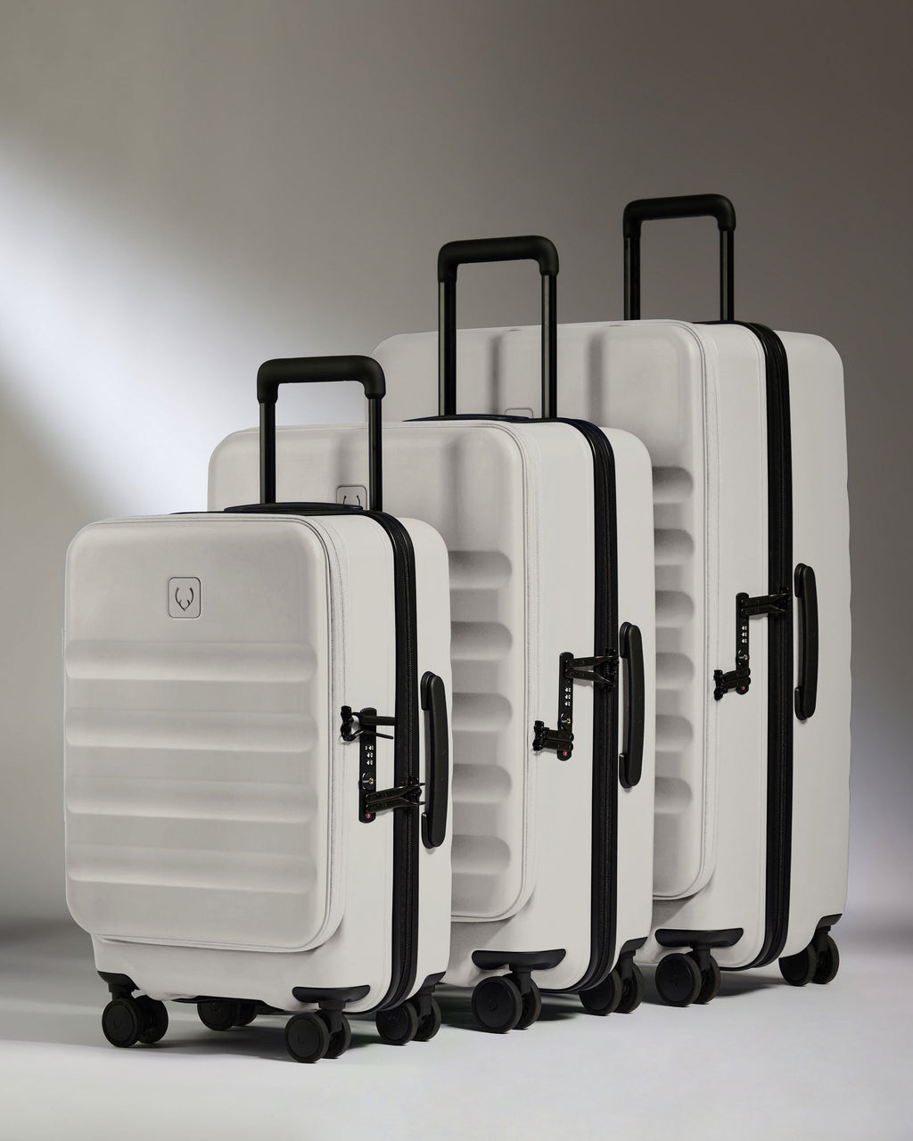 Dual Opening Suitcase Set in Taupe - Icon Stripe