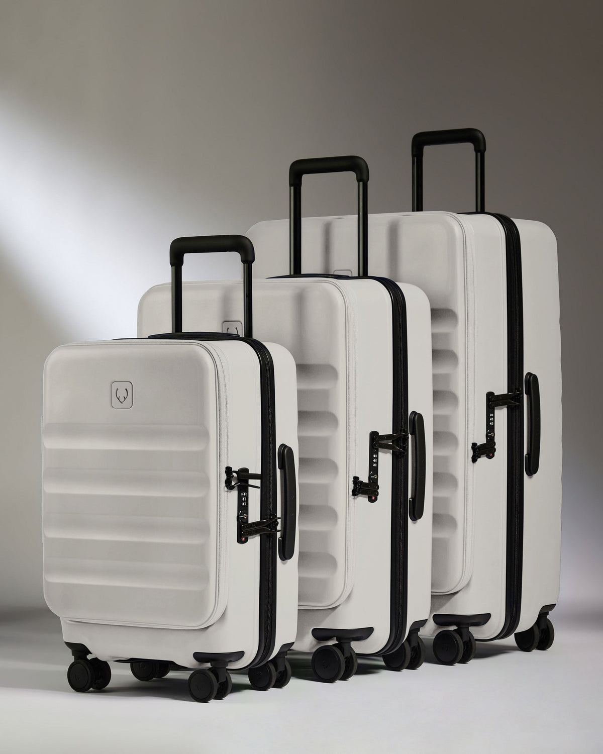 Dual Opening Suitcase Set in Taupe - Icon Stripe