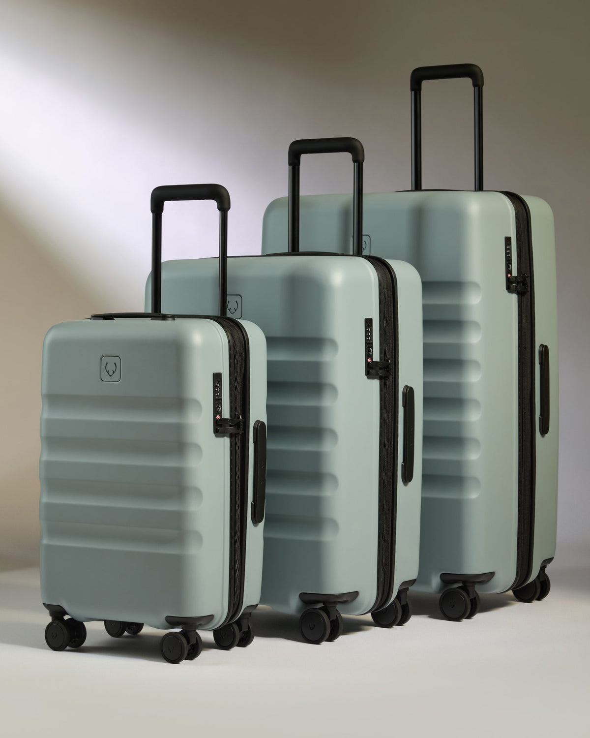 Expandable Cabin Suitcase Set in Mist Blue - Icon Stripe