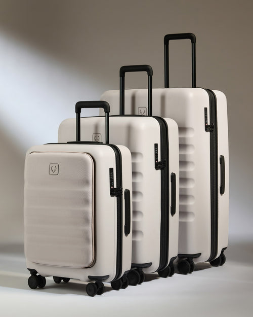 Cabin with Pocket Suitcase Set in Taupe - Icon Stripe