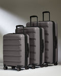 Expandable Cabin Suitcase Set in Gloss Gull Grey - Logo Stripe