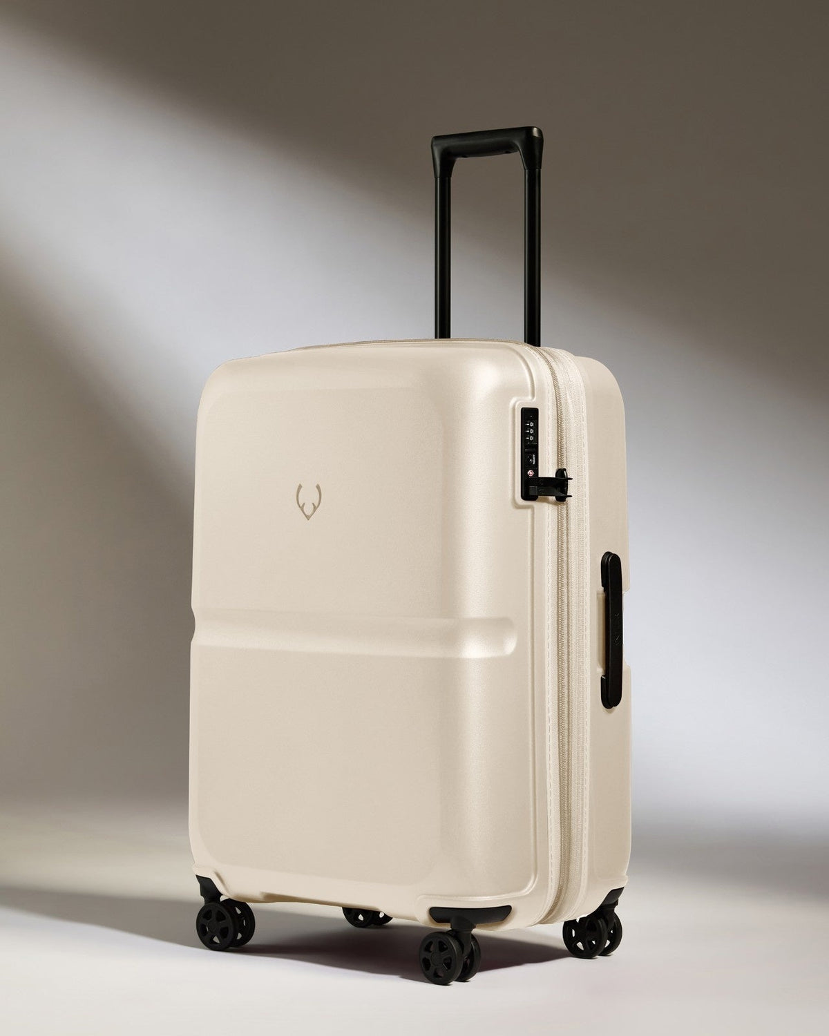 Medium Suitcase in Warm Taupe- Single Stripe