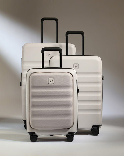 Cabin with Pocket Suitcase Set in Taupe - Icon Stripe