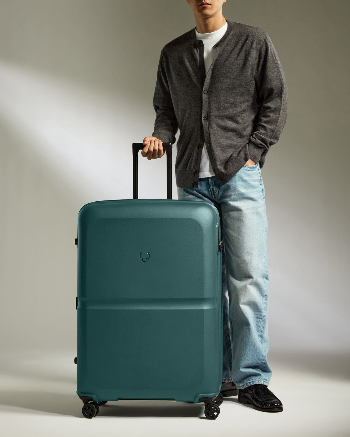 Large Suitcase in Marsh Blue - Single Stripe