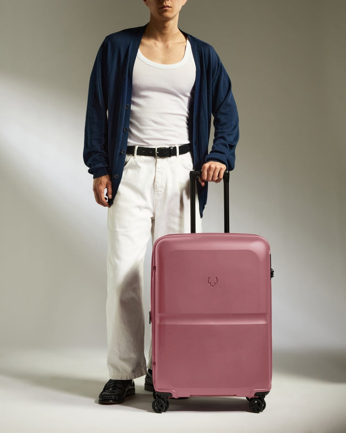Medium Suitcase in Clay Pink - Single Stripe