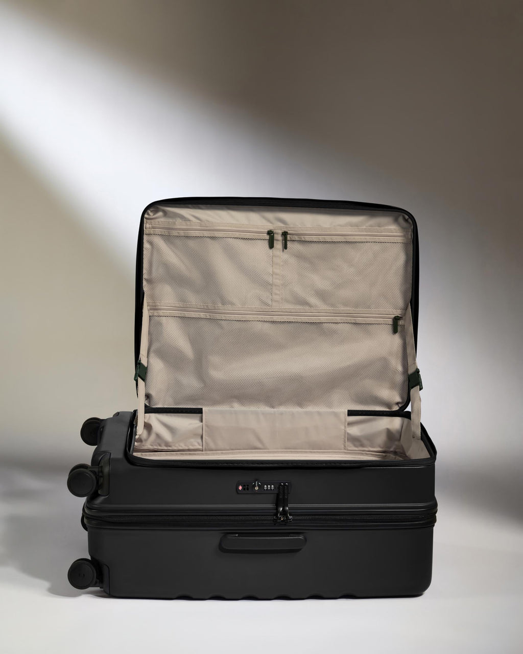 Dual Opening Large Suitcase in Black - Icon Stripe