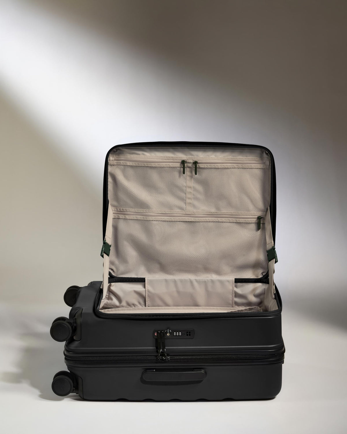 Dual Opening Medium Suitcase in Black - Icon Stripe