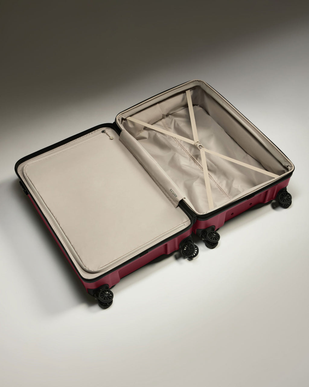 Large Luggage in Rich Red - Logo