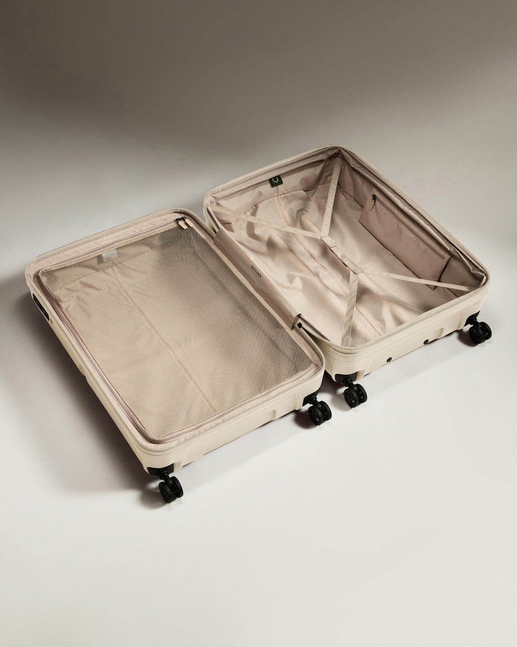 Large Suitcase in Warm Taupe - Single Stripe