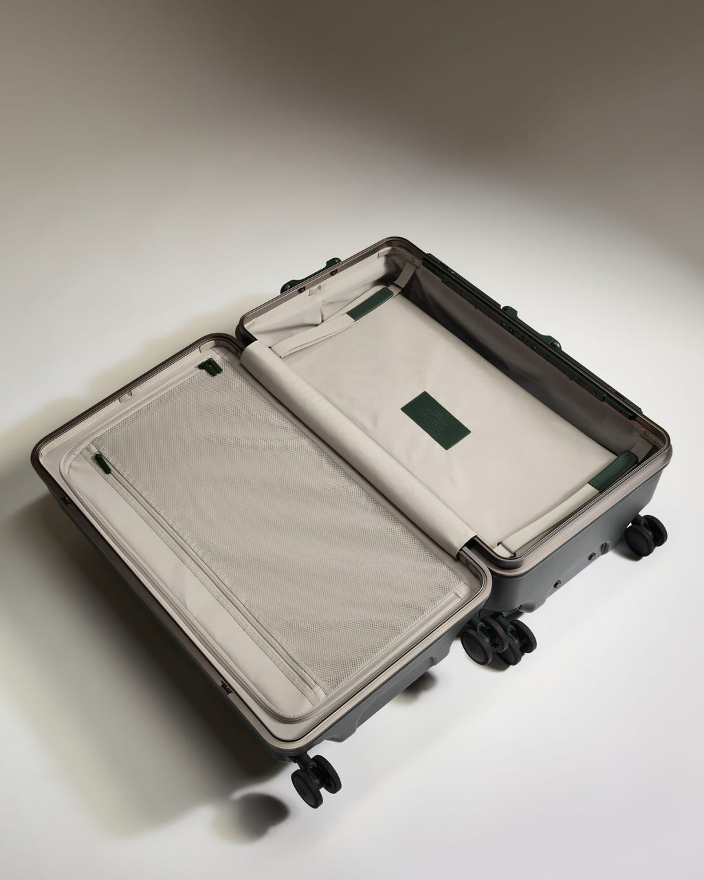 Trunk Suitcase in Dark Forest Green - Heritage Stripe