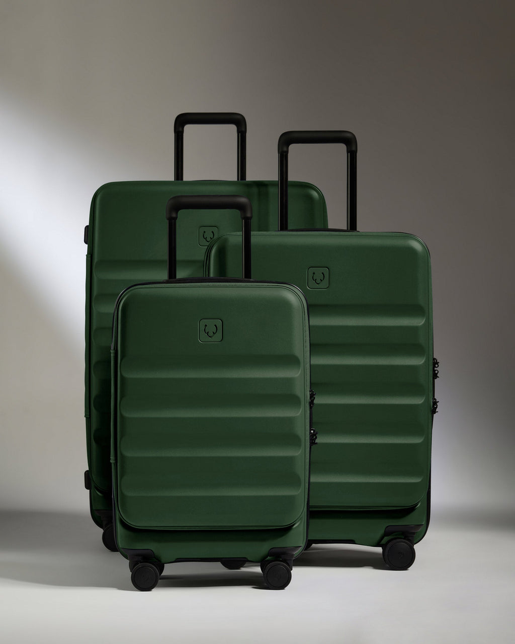 Dual Opening Suitcase Set in Antler Green - Icon Stripe