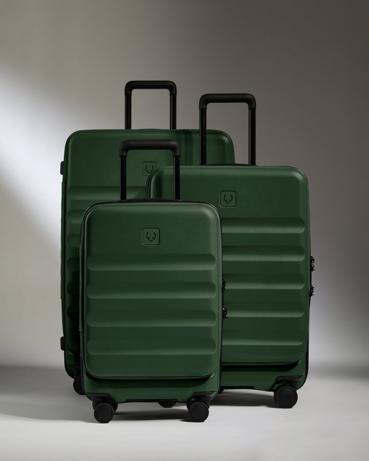 Dual Opening Suitcase Set in Antler Green - Icon Stripe