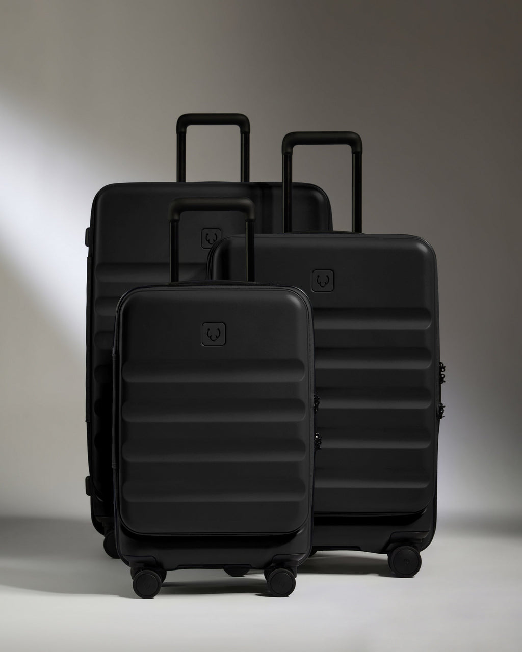 Dual Opening Suitcase Set in Black - Icon Stripe