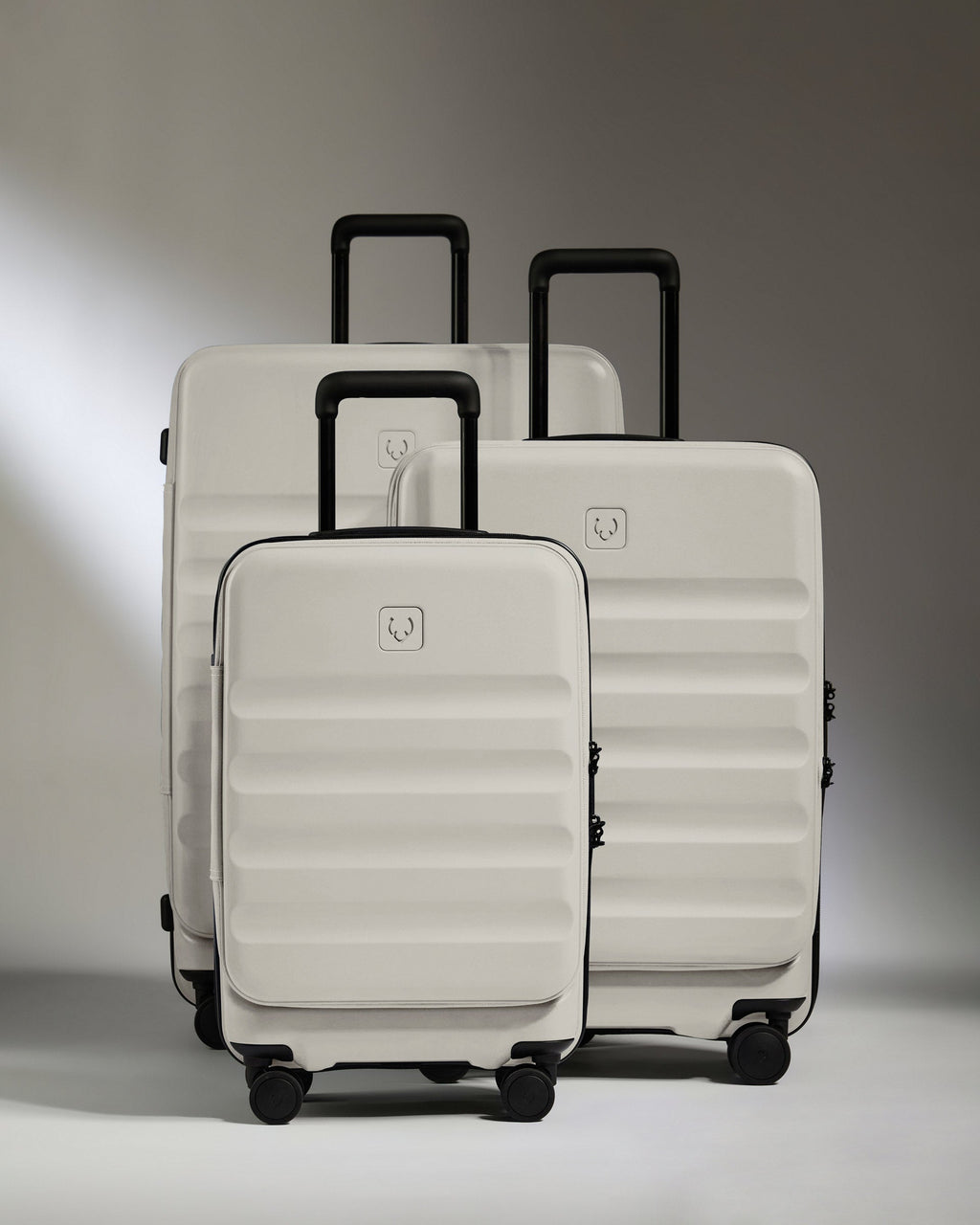 Dual Opening Suitcase Set in Taupe - Icon Stripe