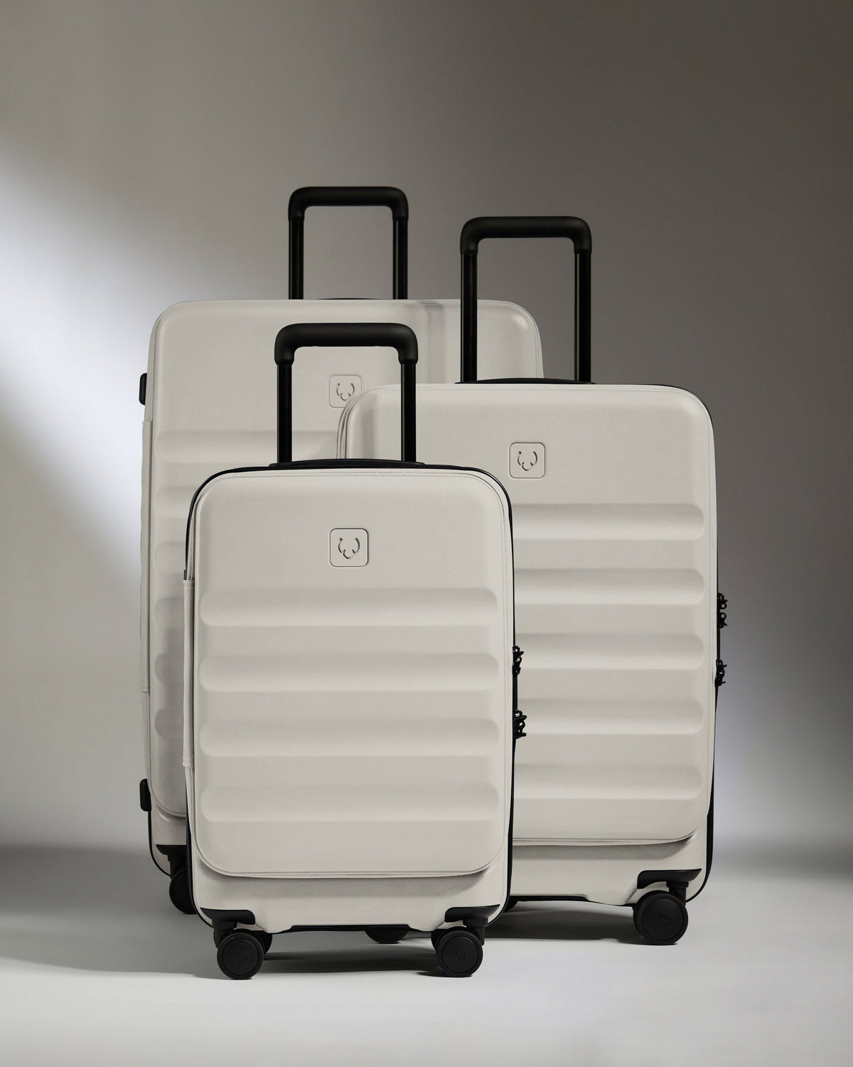 Dual Opening Suitcase Set in Taupe - Icon Stripe