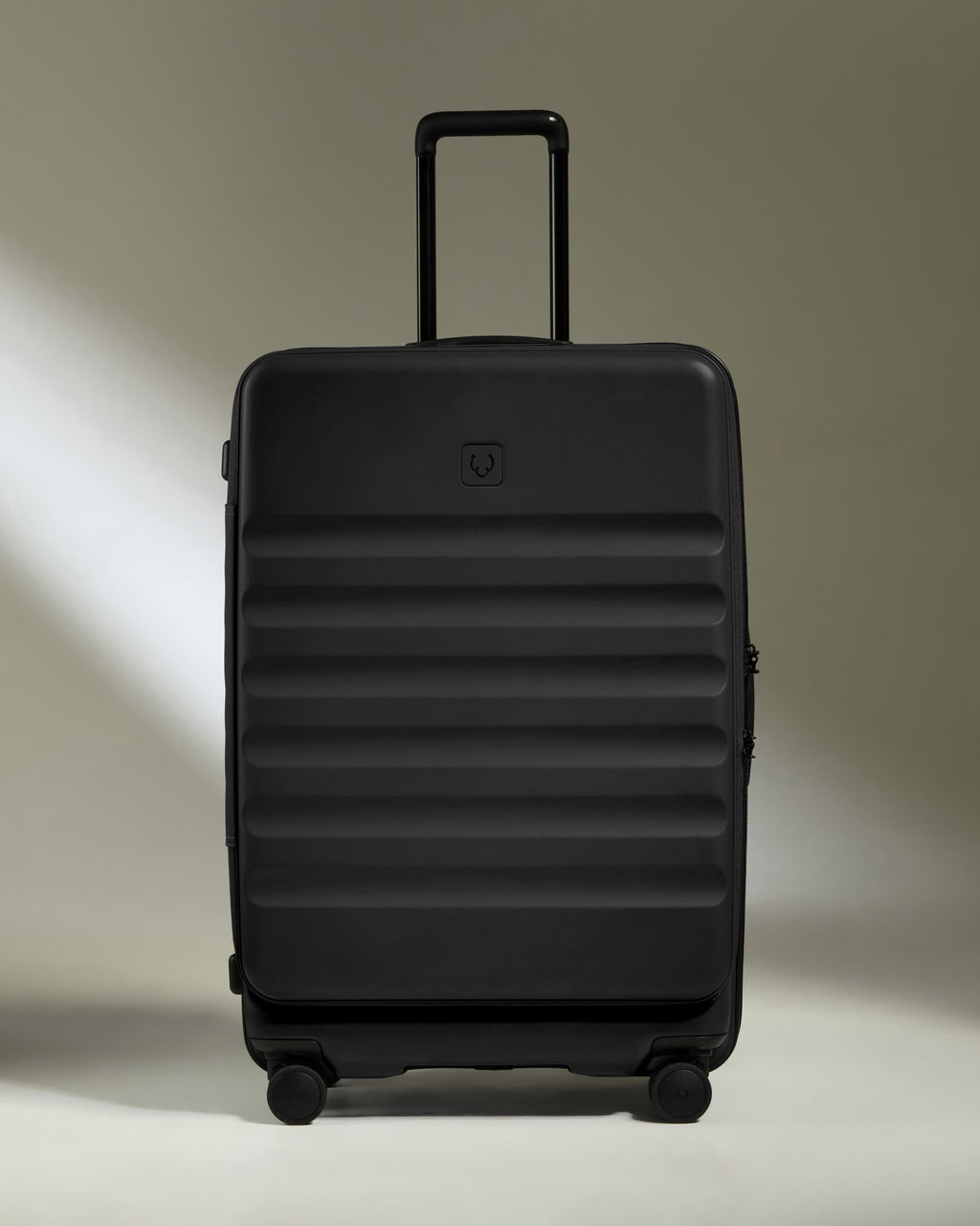 Dual Opening Large Suitcase in Black - Icon Stripe