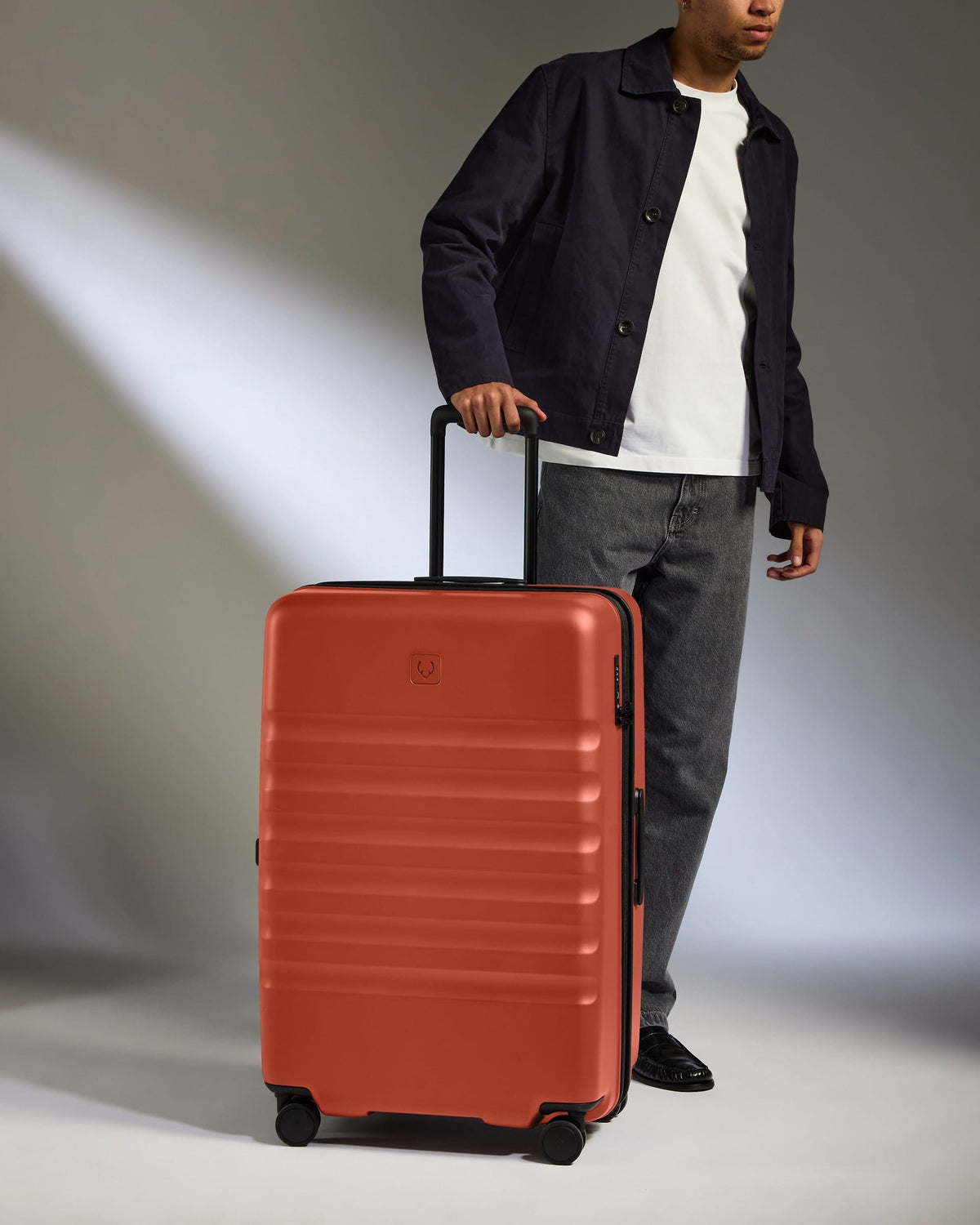 Large Suitcase in Buckthorn Red - Icon Stripe