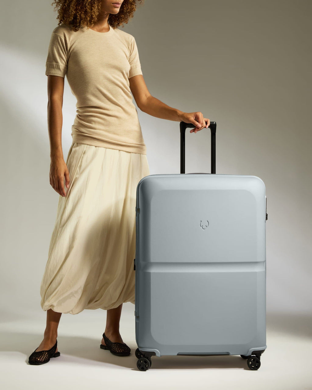 Large Suitcase in Salt Blue - Single Stripe