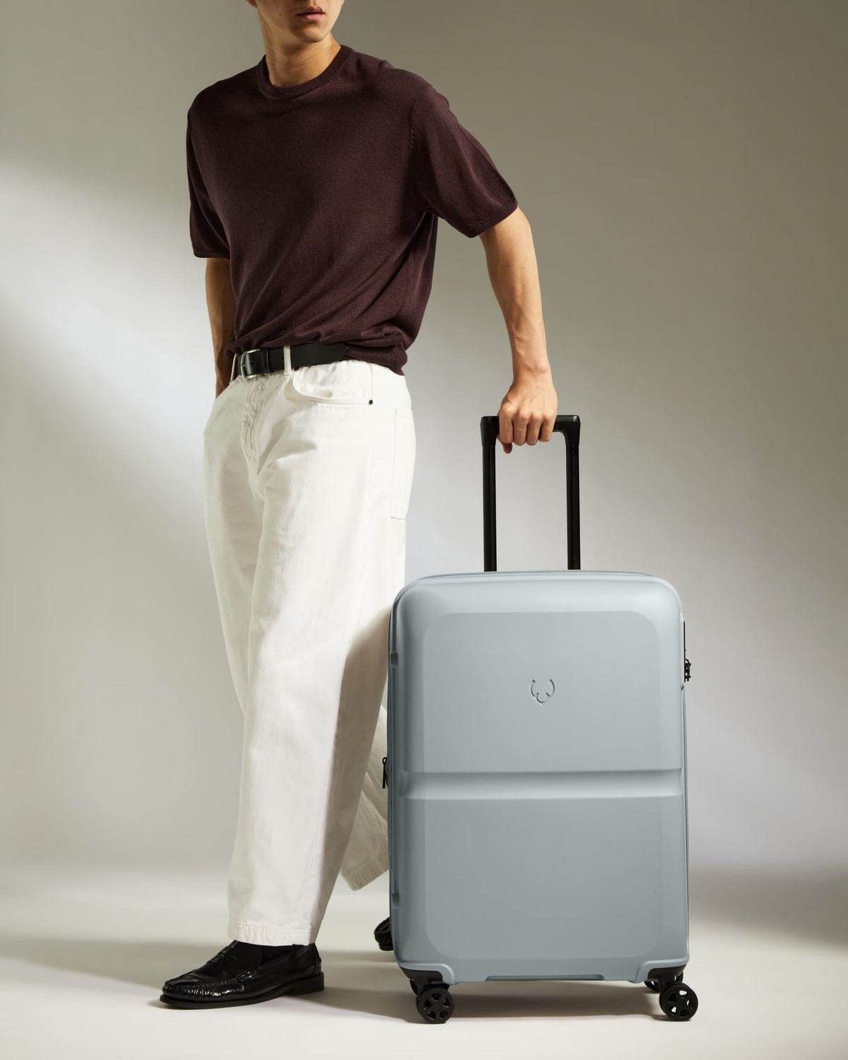 Medium Suitcase in Salt Blue - Single Stripe